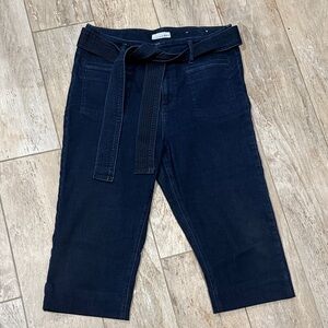 Loft High waist straight Navy Cropped Jeans with Belt size 10
